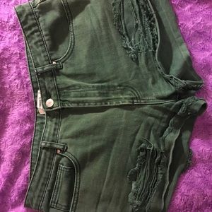 Forever 21 green jean shorts